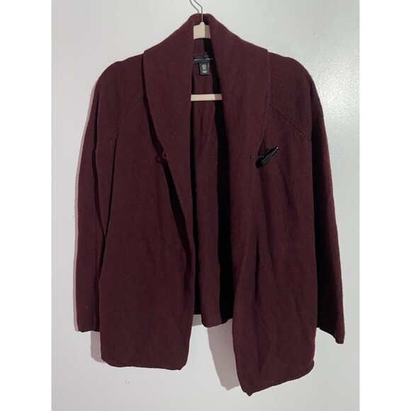 Adrienne Vittadini Cardigan S Yak Hair Wool Burgundy Quite Luxury Minimalist - Picture 2 of 11